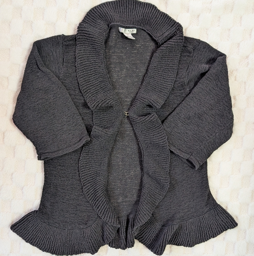 Black Knit Women's Ruffled Cardigan